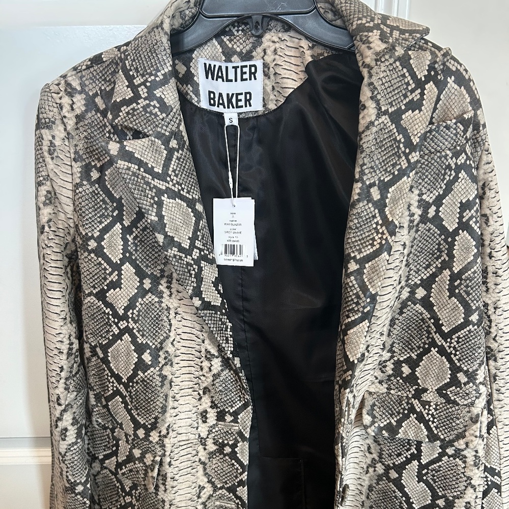 NWT Walter Baker - Kiki Blazer, Grey Snake Leather